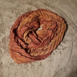 Gold Orange Glittery Textured Infinity Scarf Cutie